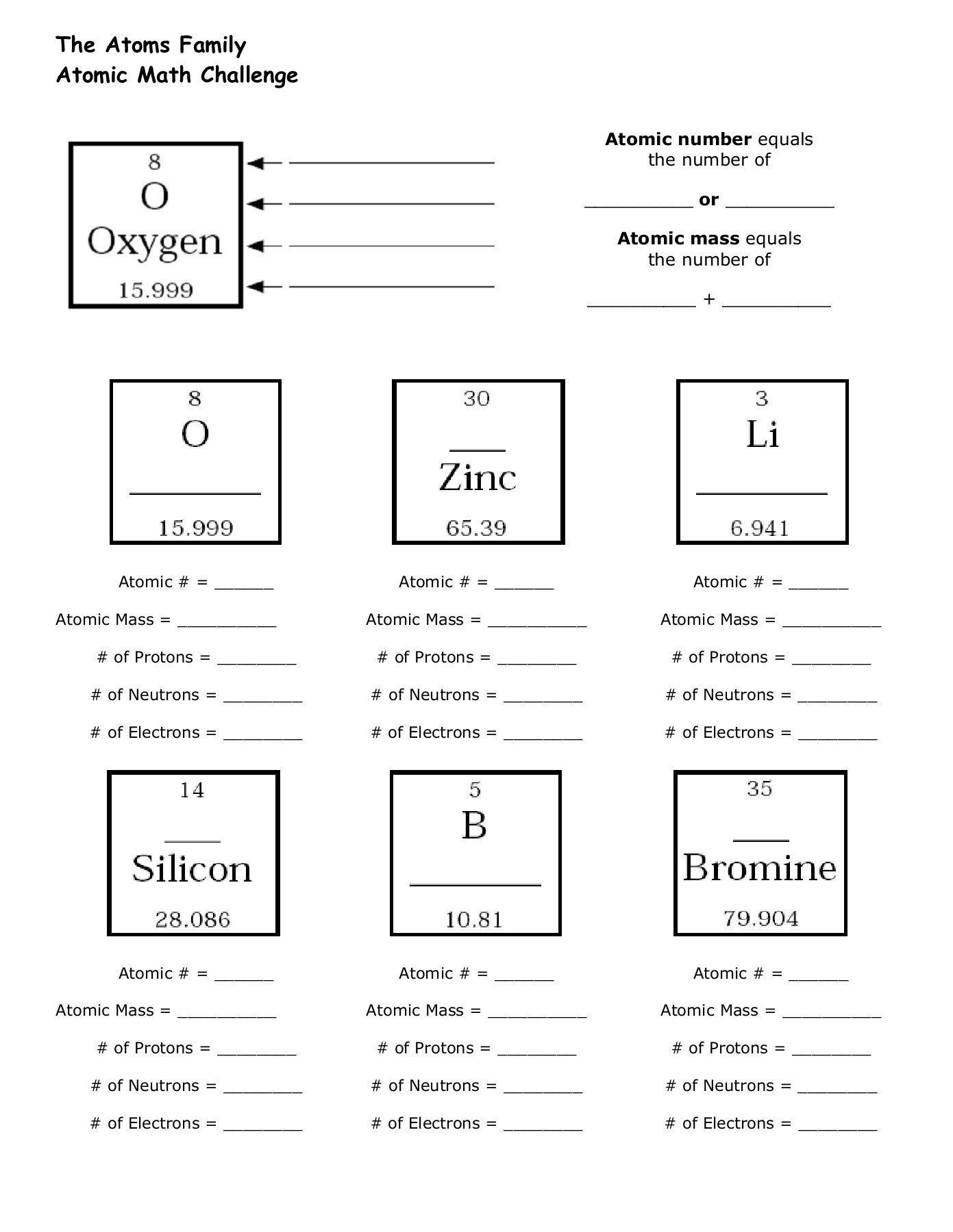 Structure Of the atom Worksheet Pin On Structure atoms Family Worksheets