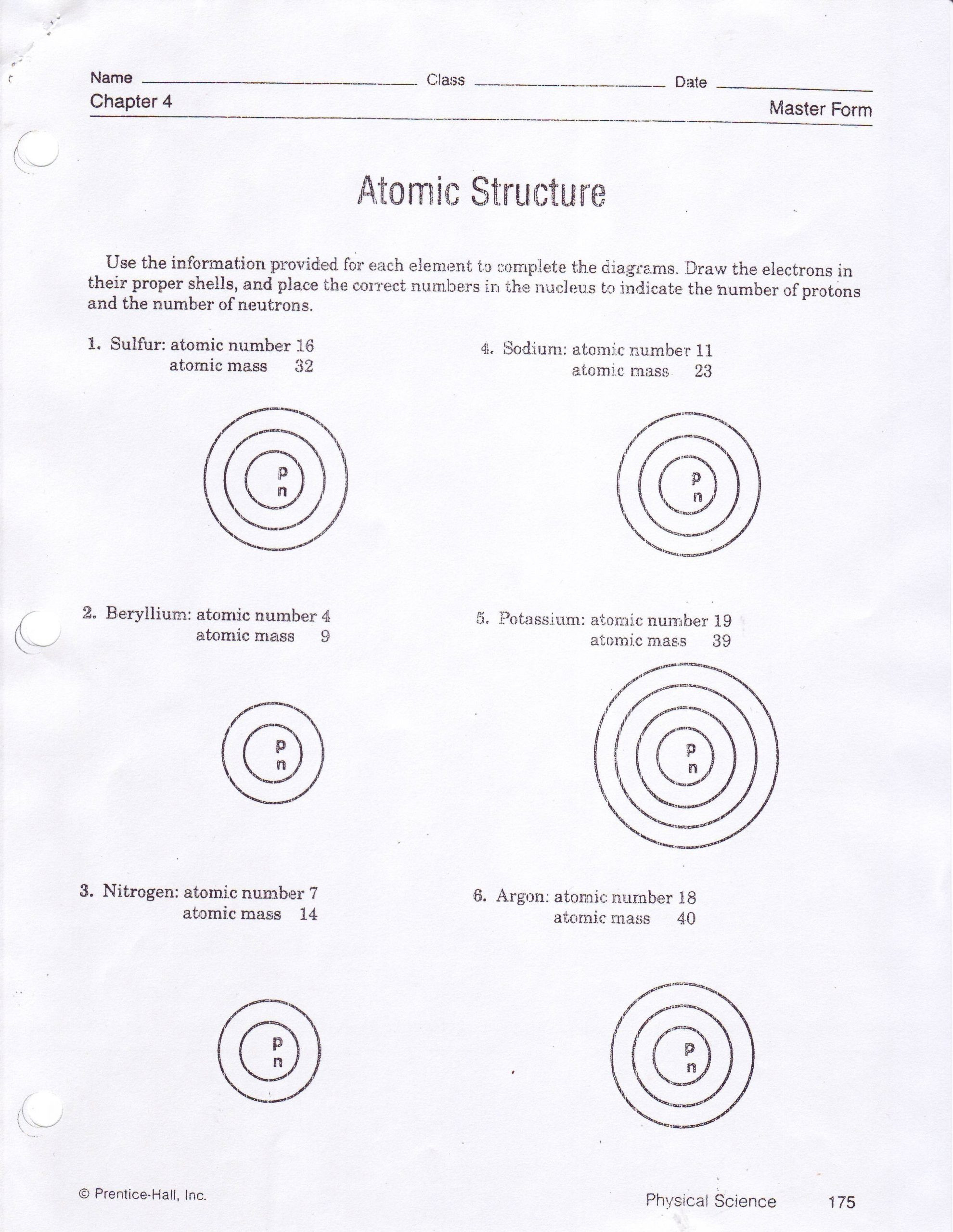 Structure Of the atom Worksheet Worksheets 42 astonishing atomic Structure Worksheet
