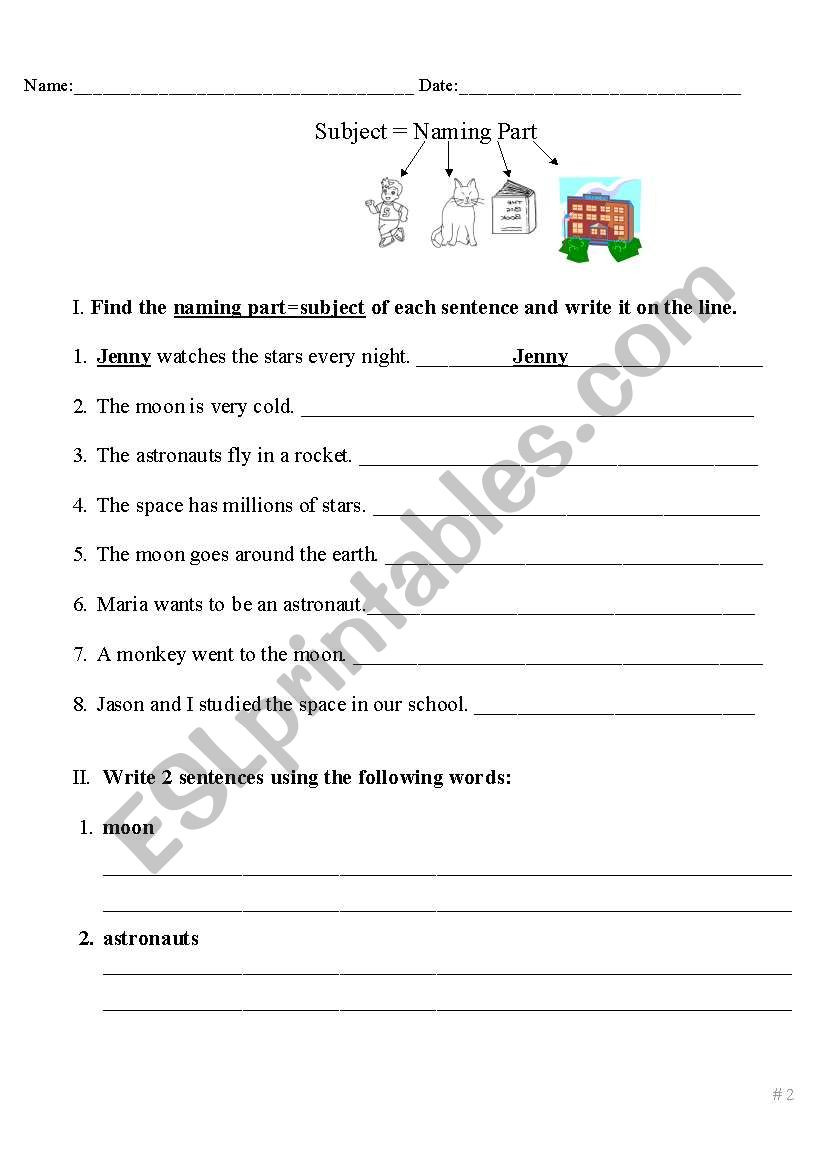 Subjects and Predicates Worksheet Subjects and Predicates Esl Worksheet by Teachesl2