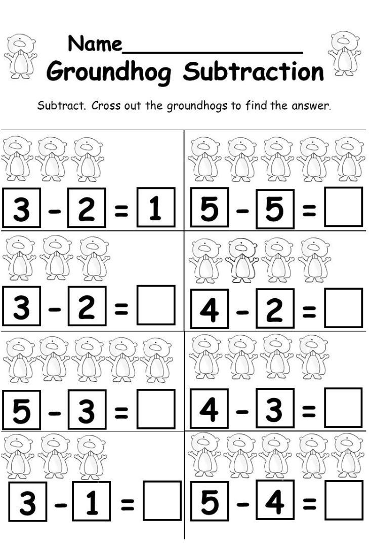 Subtraction Worksheet for Kindergarten Groundhog Subtraction Numbers 0 5 Kindermomma