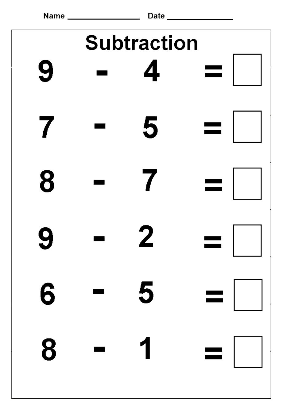 Subtraction Worksheet for Kindergarten Math Worksheet Printable Matheets for Kids Kindergarten