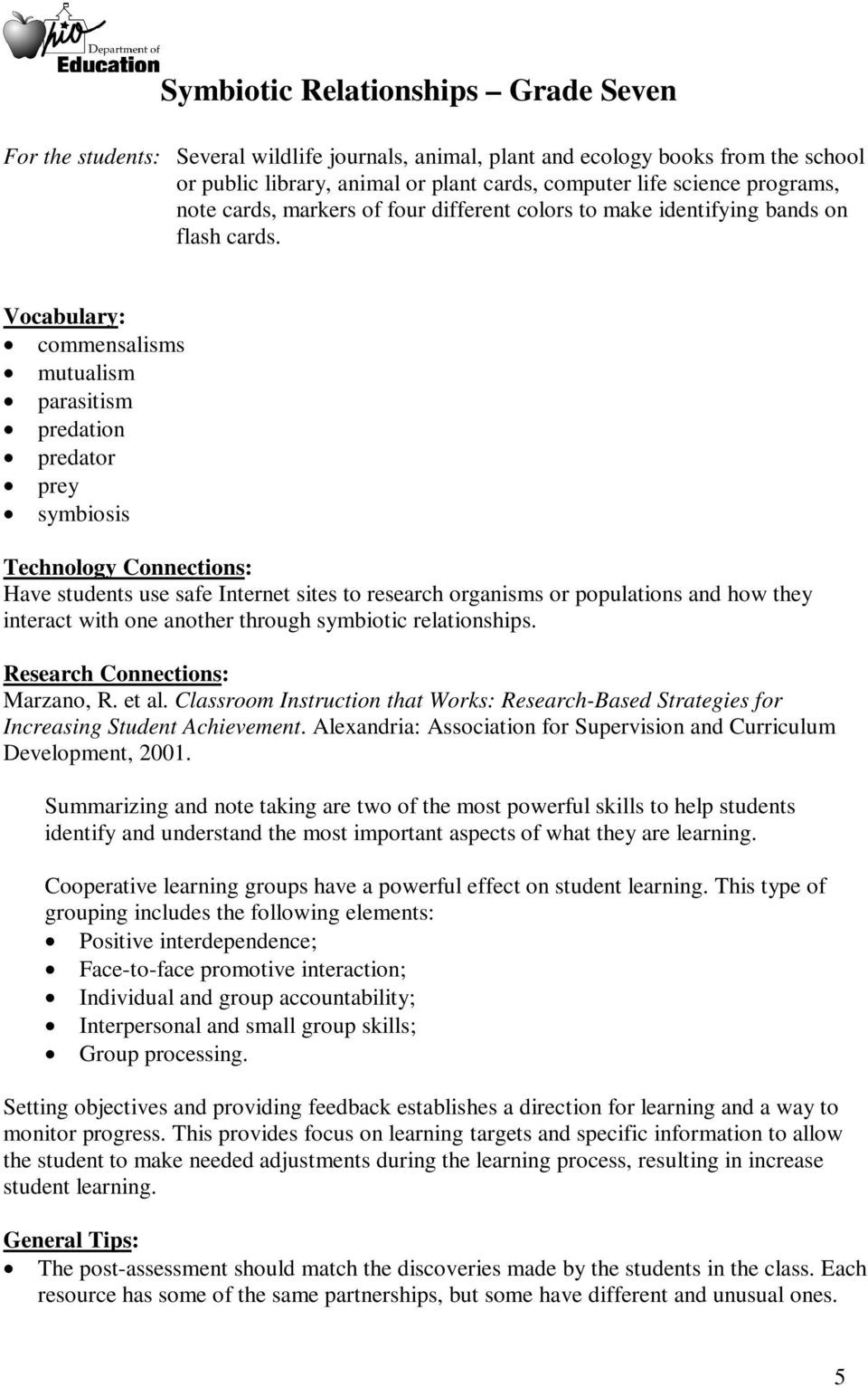 Symbiotic Relationships Worksheet Answers