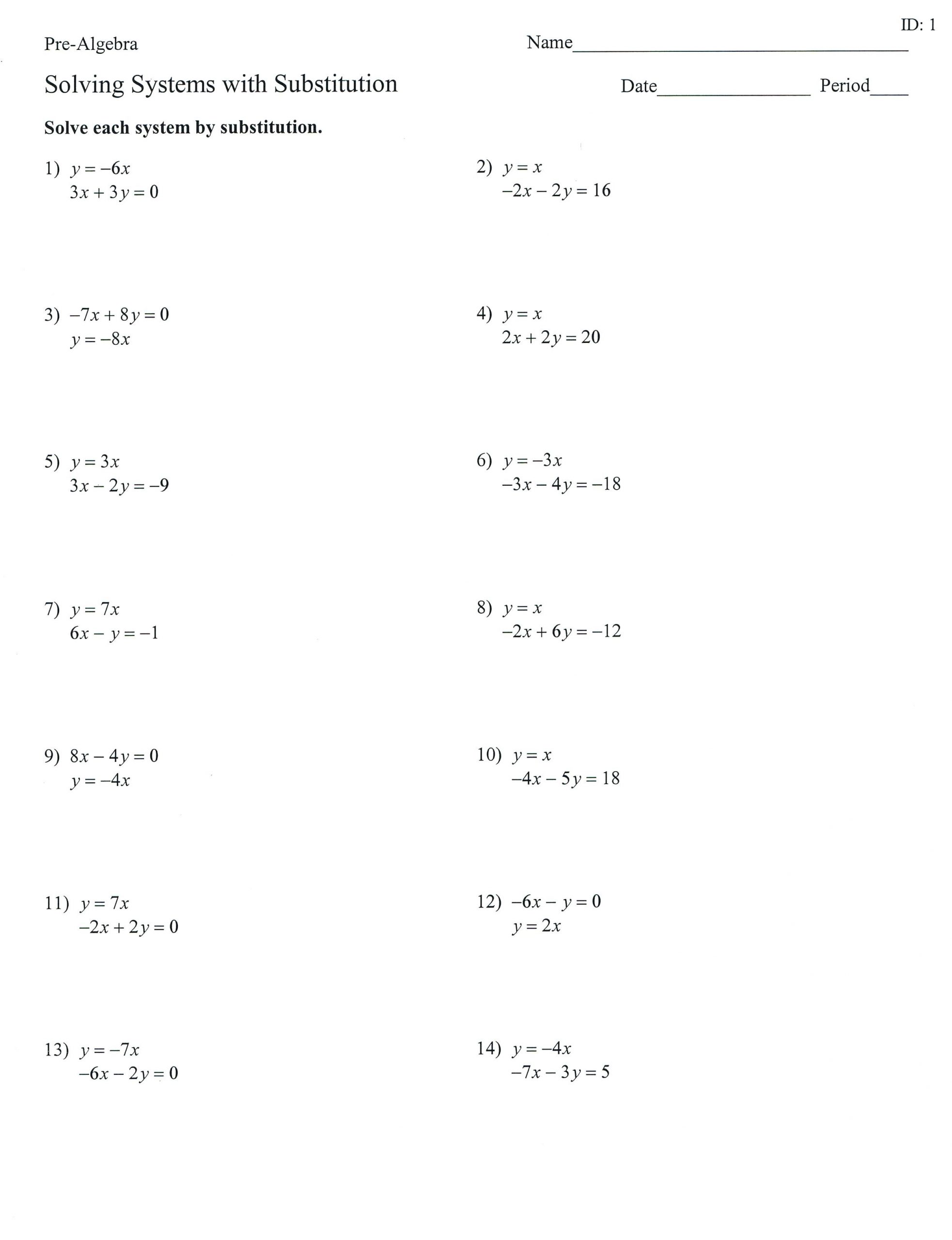 Systems Of Equations Worksheet Pdf solving Linear Systems by Substitution Worksheet Answers