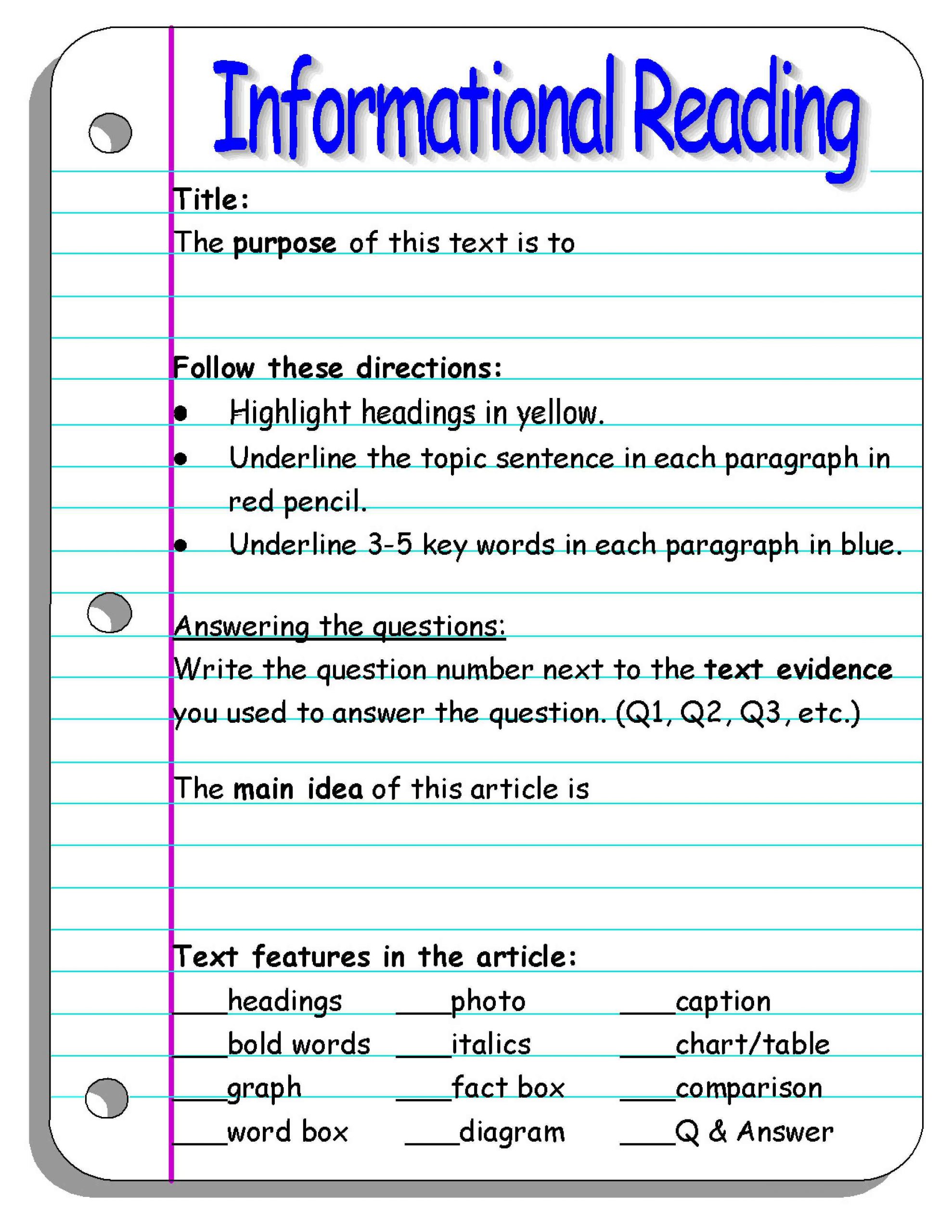 Text Features Worksheet 3rd Grade Investigating Nonfiction Part 2 Digging Deeper with Close
