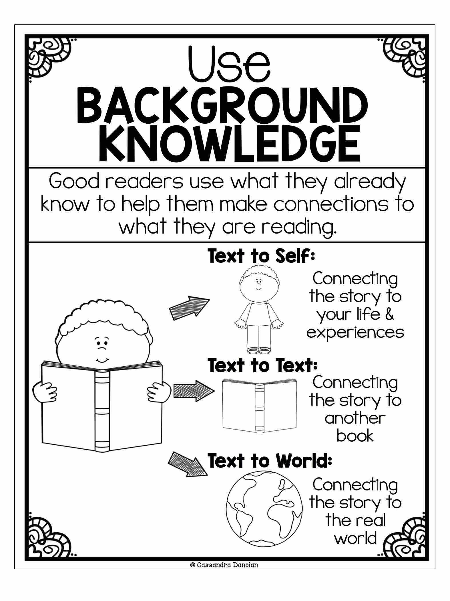 Text to Self Connections Worksheet Teaching Students to Use their Prior Knowledge to Make