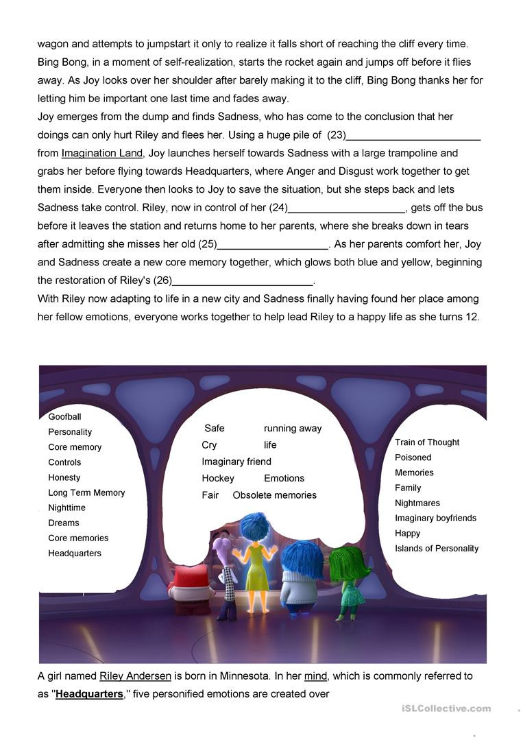 The Core Movie Worksheet Answers Inside Out Movie Worksheet English Esl Worksheets for
