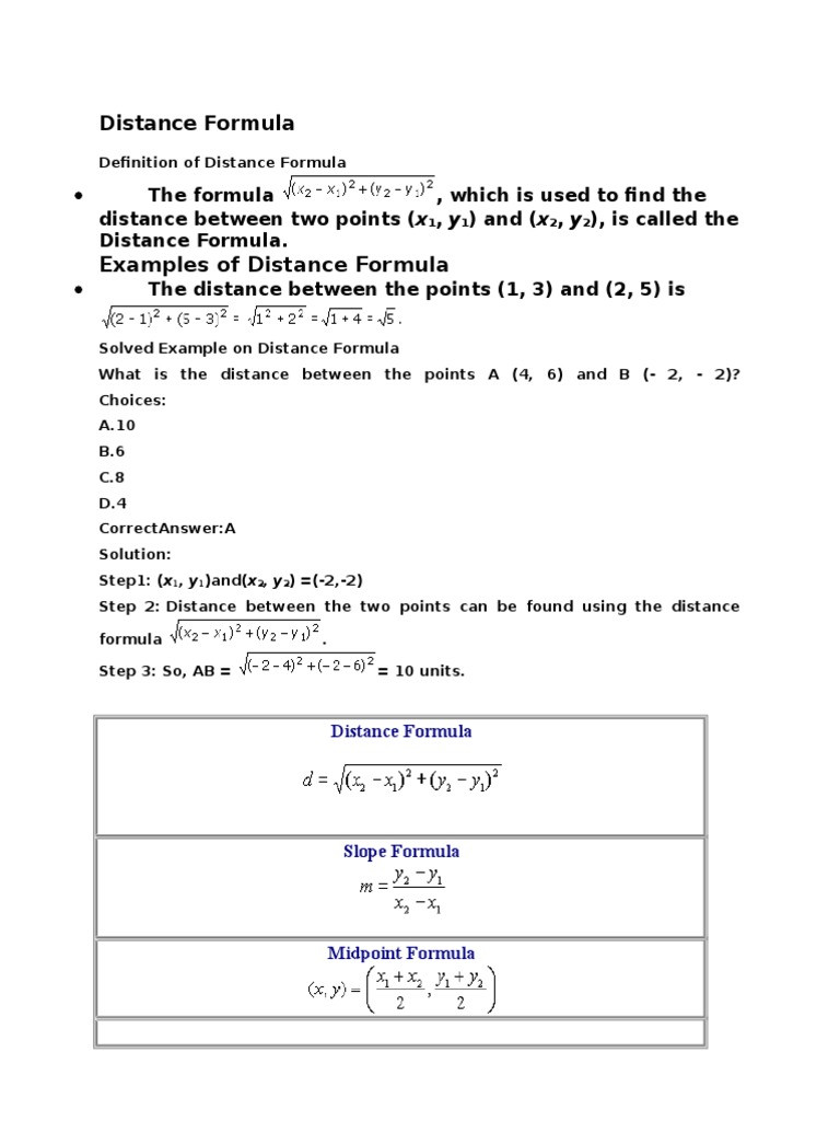 The Distance formula Worksheet Answers Distance formula Triangle