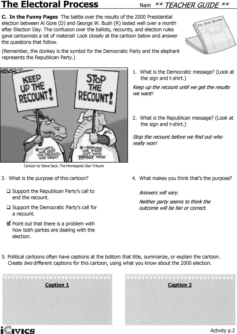 The Electoral Process Worksheet Answers the Electoral Process Step by Step the Worksheet Activity