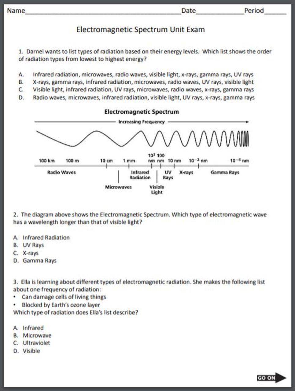 The Electromagnetic Spectrum Worksheet Answers Worksheet For Education