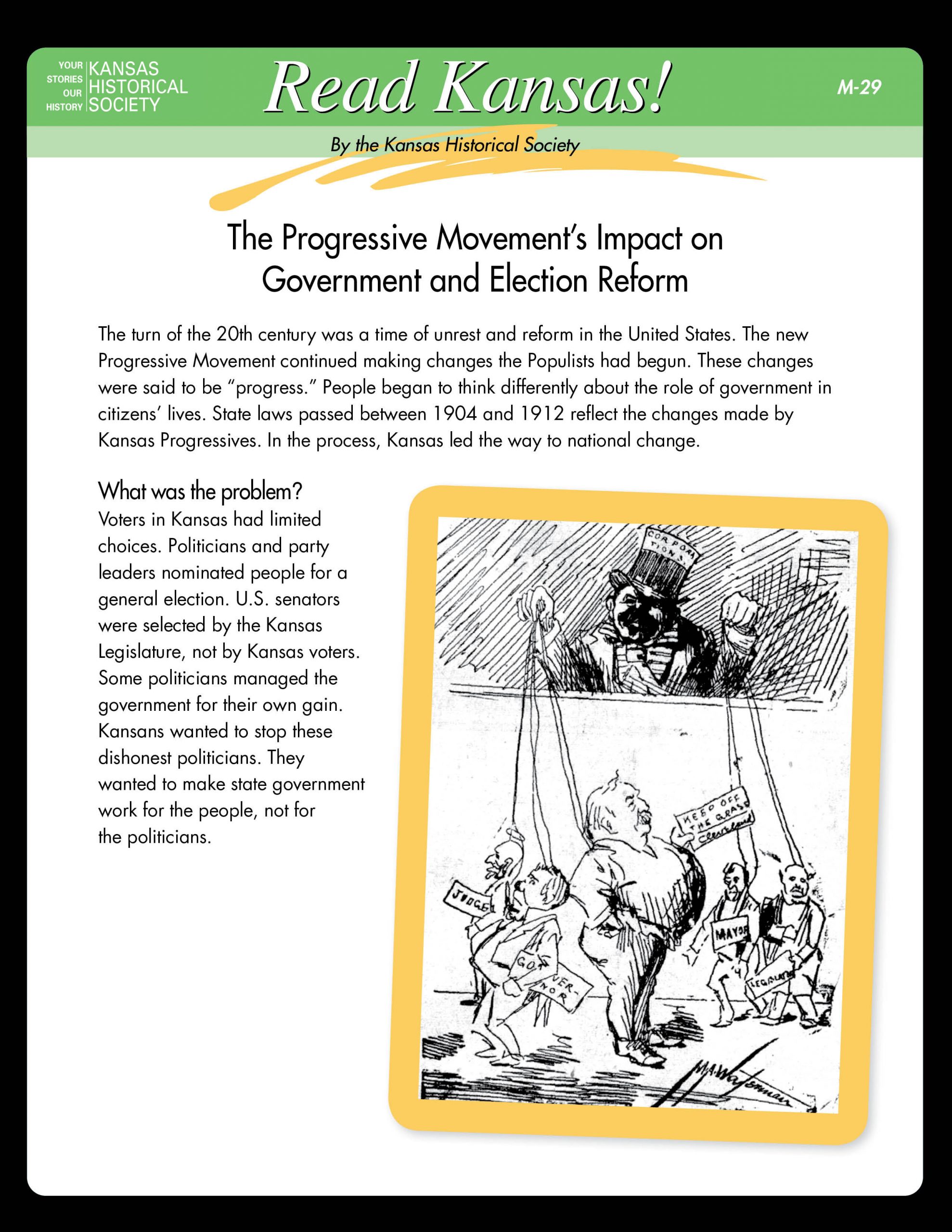 The Progressive Era Worksheet Read Kansas Middle School M 29 Progressive Movement In