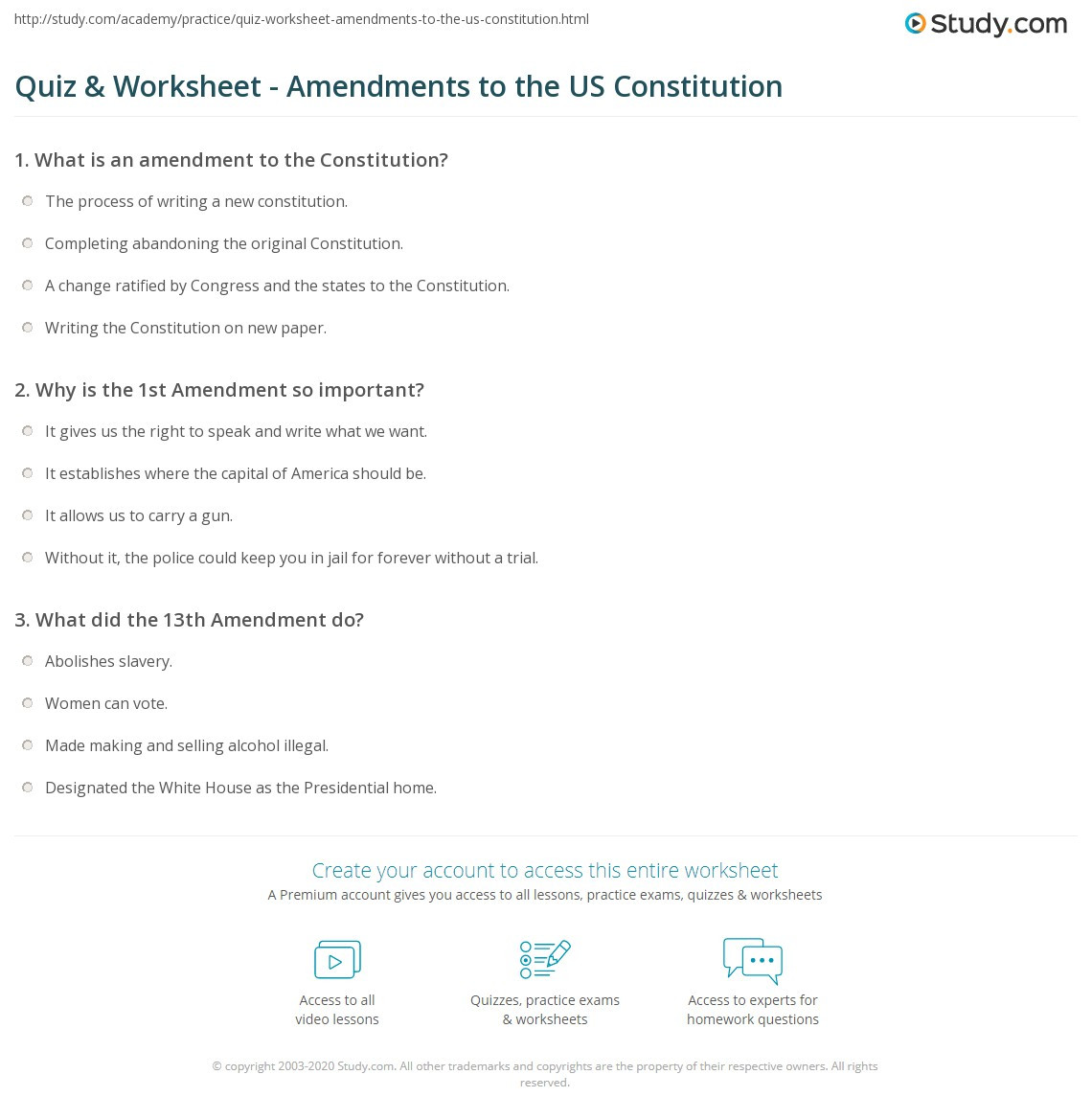 The Us Constitution Worksheet Answers Amendment Worksheet
