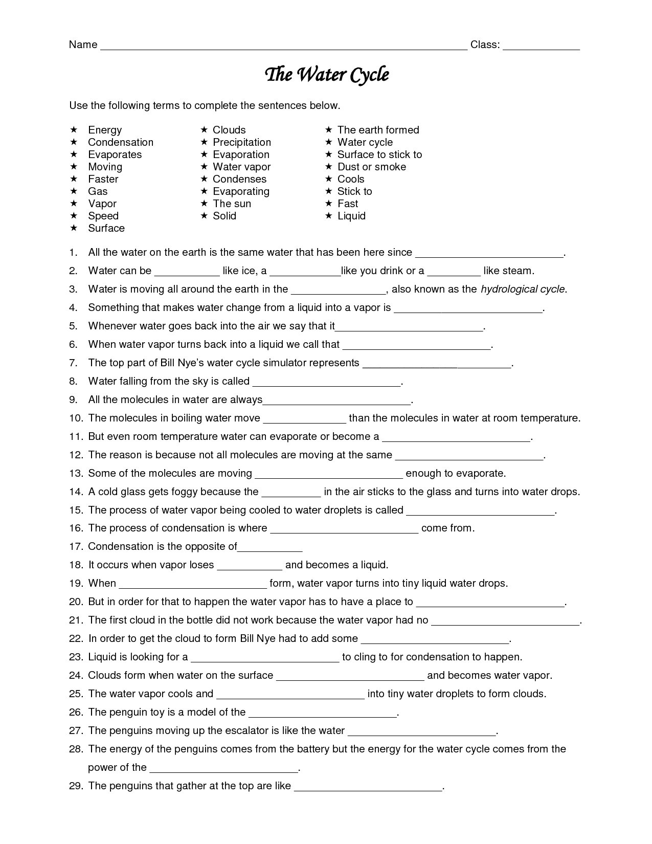water cycle worksheet answers free worksheets library and print worksheets