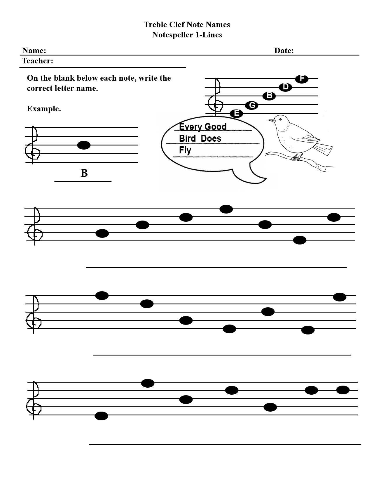 Treble Clef Notes Worksheet Christy Lovenduski Teaching Studio Elementary Music