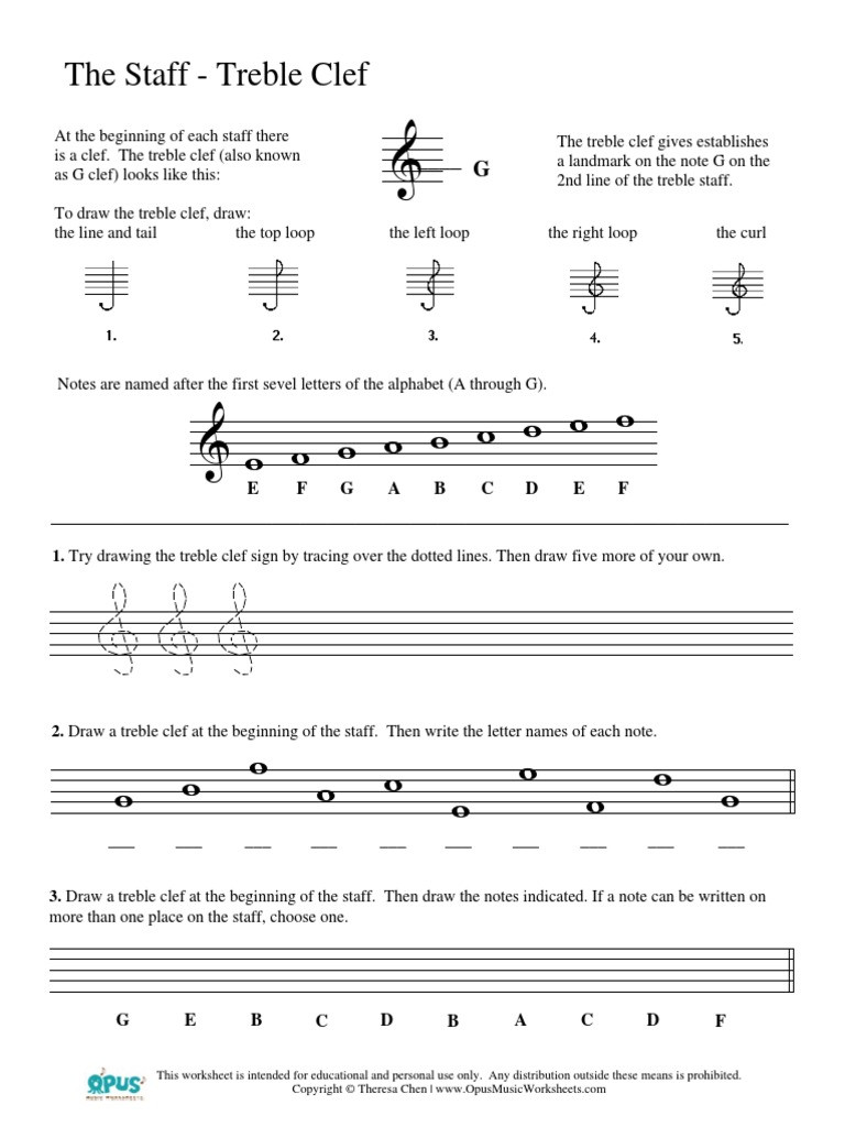 Treble Clef Notes Worksheet Music theory Worksheet 3 Treble Clef Pdf
