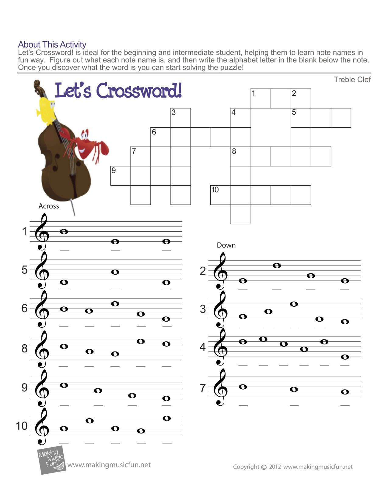 Treble Clef Notes Worksheet Treble Clef Fun Note Reading