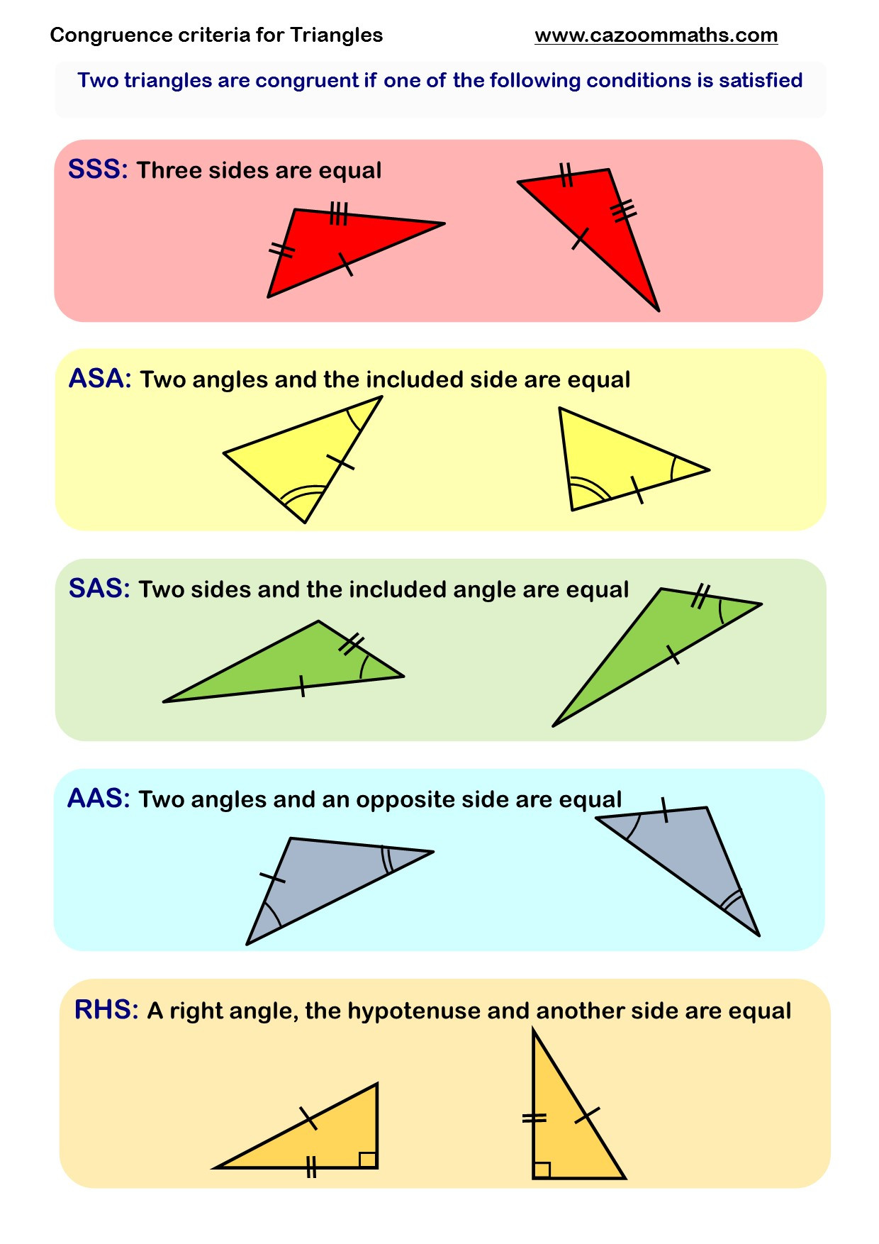 Triangle Congruence Practice Worksheet Congruence and Similarity Worksheets Cazoom Maths Example as