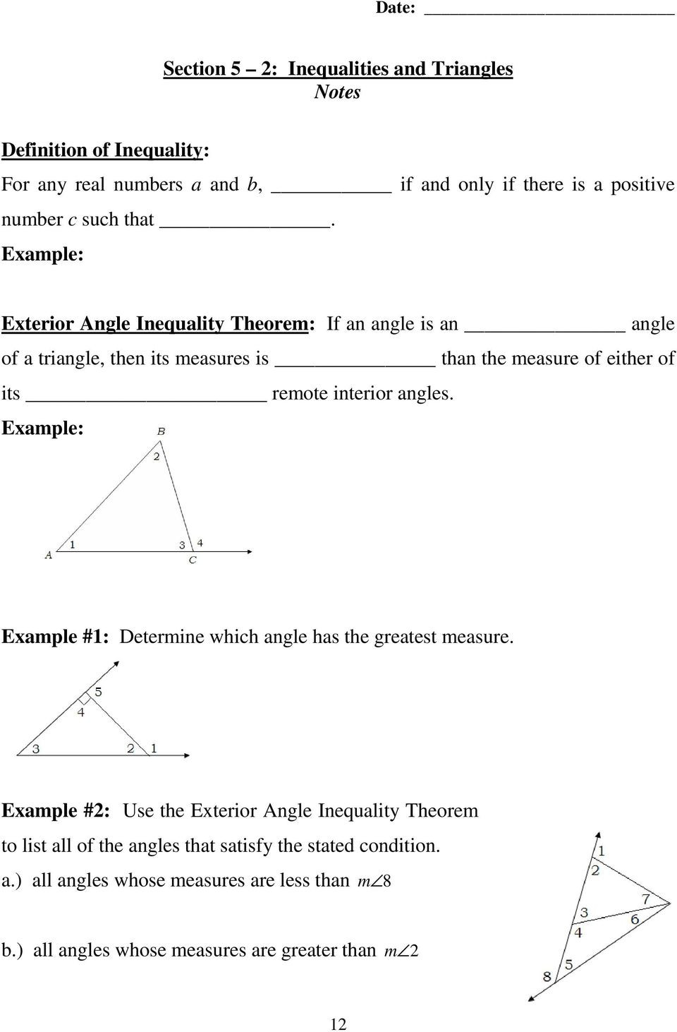 Triangle Inequality theorem Worksheet Geometry Relationships In Triangles Unit 5 Name Pdf