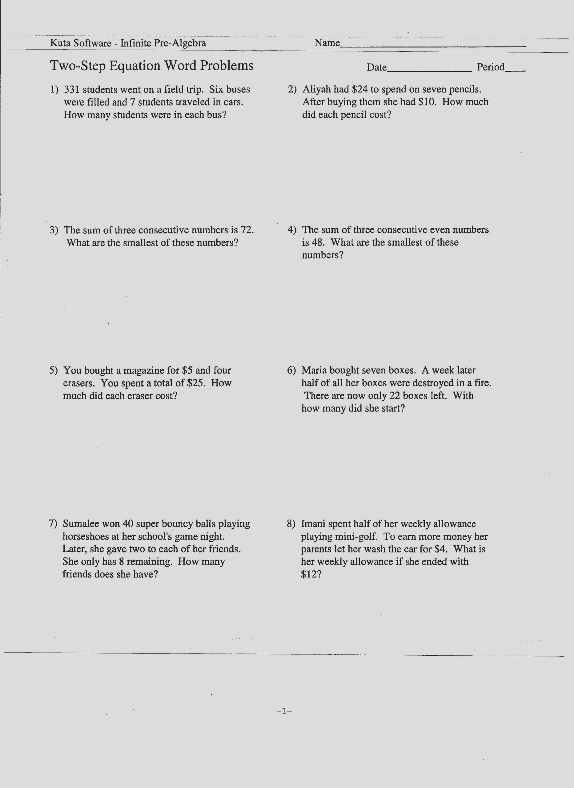 Two Step Equations Worksheet Multi Step Equations Worksheet Search