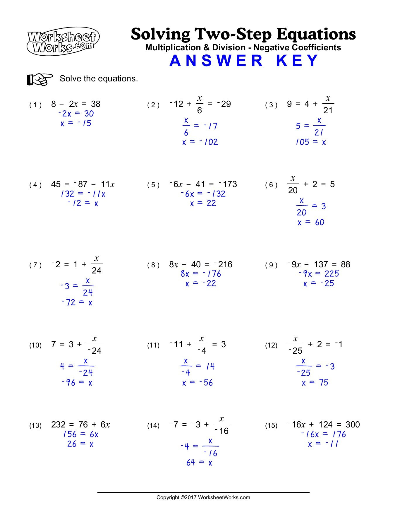 Two Step Equations Worksheet Worksheetworks solving Twostep Equations Hard Pages 1 2