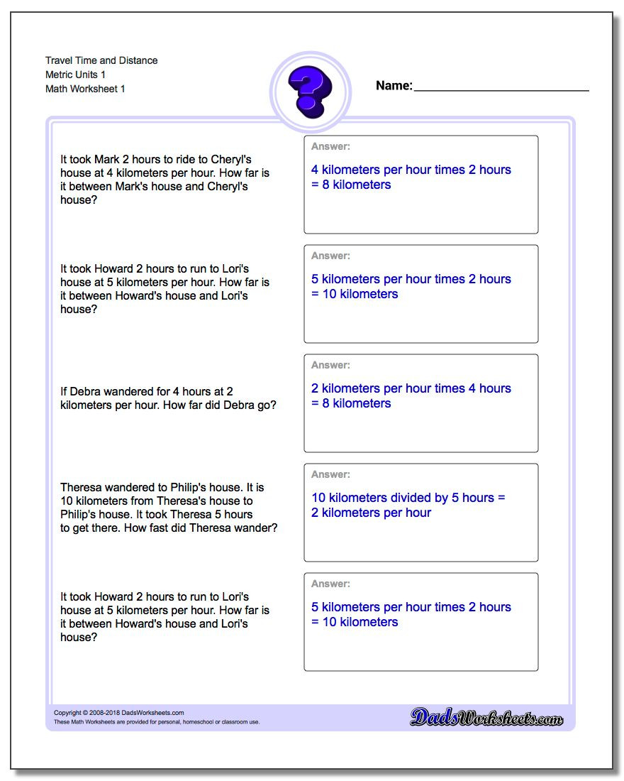 Unit Rate Word Problems Worksheet Travel Time Word Problems Metric