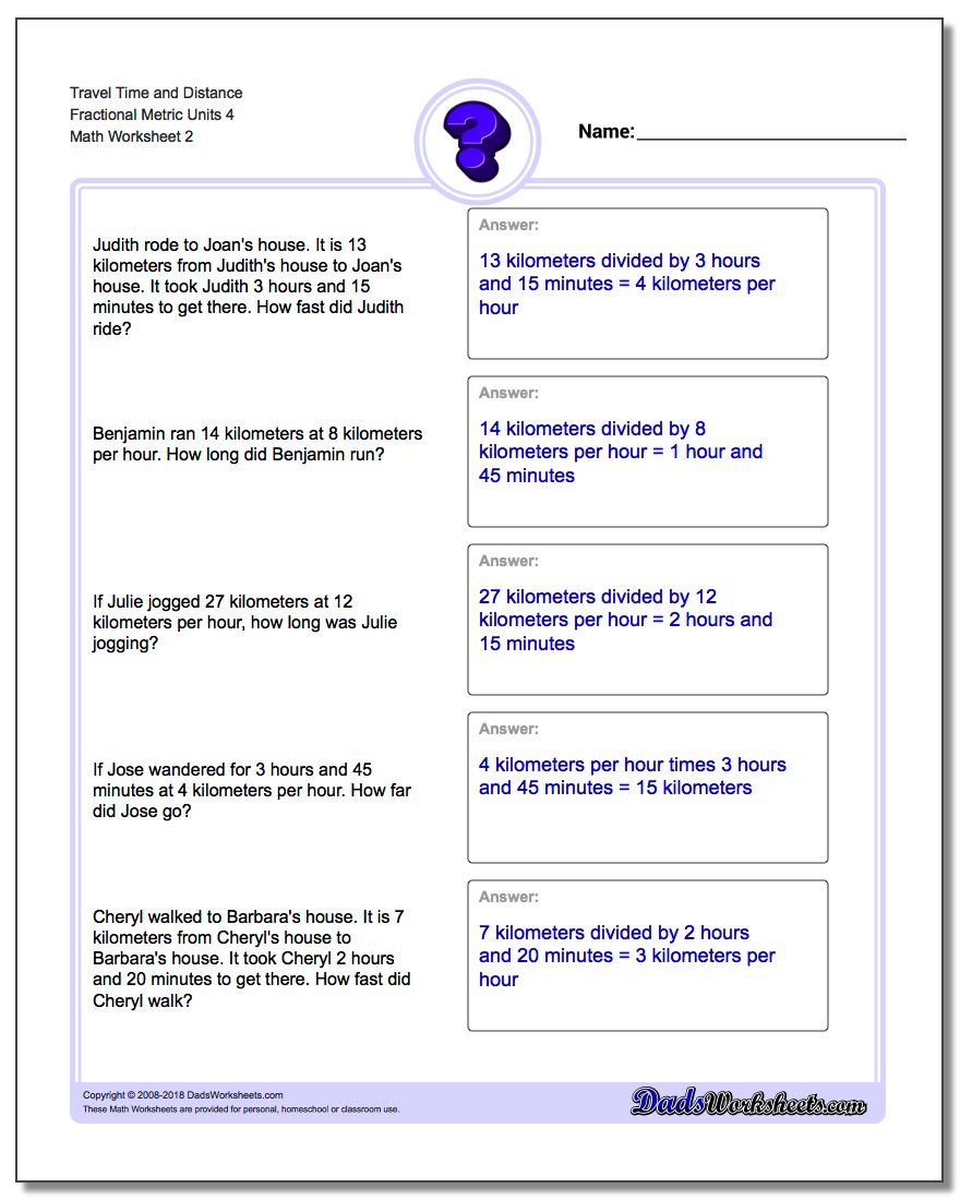 Unit Rate Word Problems Worksheet Travel Time Word Problems Metric