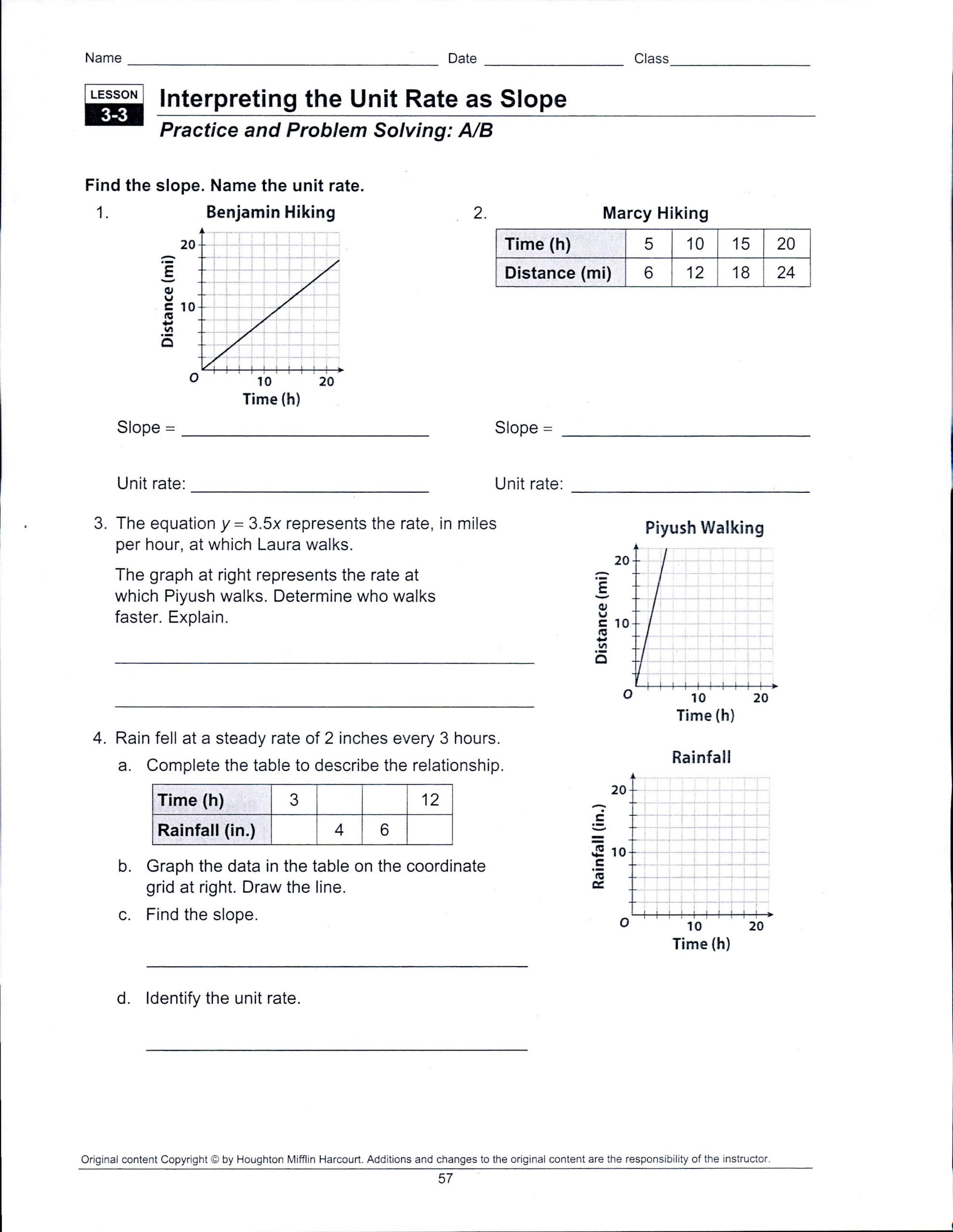 Unit Rate Worksheet 7th Grade Printable Unit Rate Worksheet