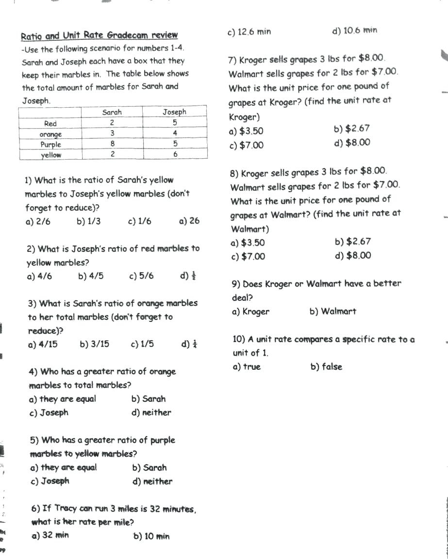 Unit Rate Worksheet 7th Grade Ratios and Unit Rates Worksheet Promotiontablecovers