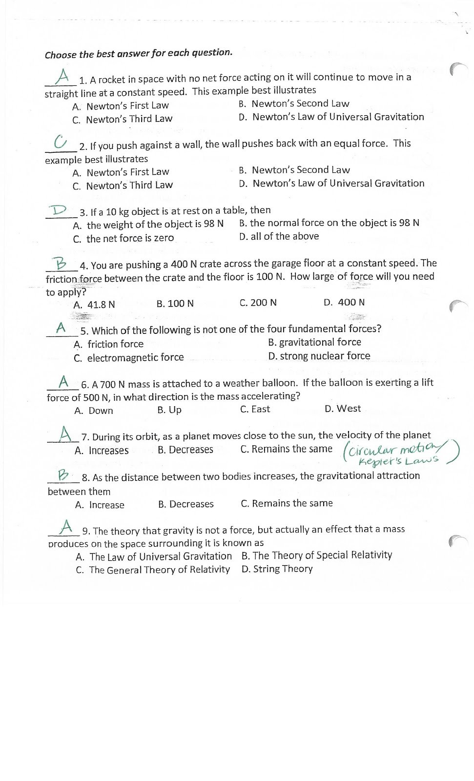 Universal Gravitation Worksheet Answers Physics with Coach T 2015