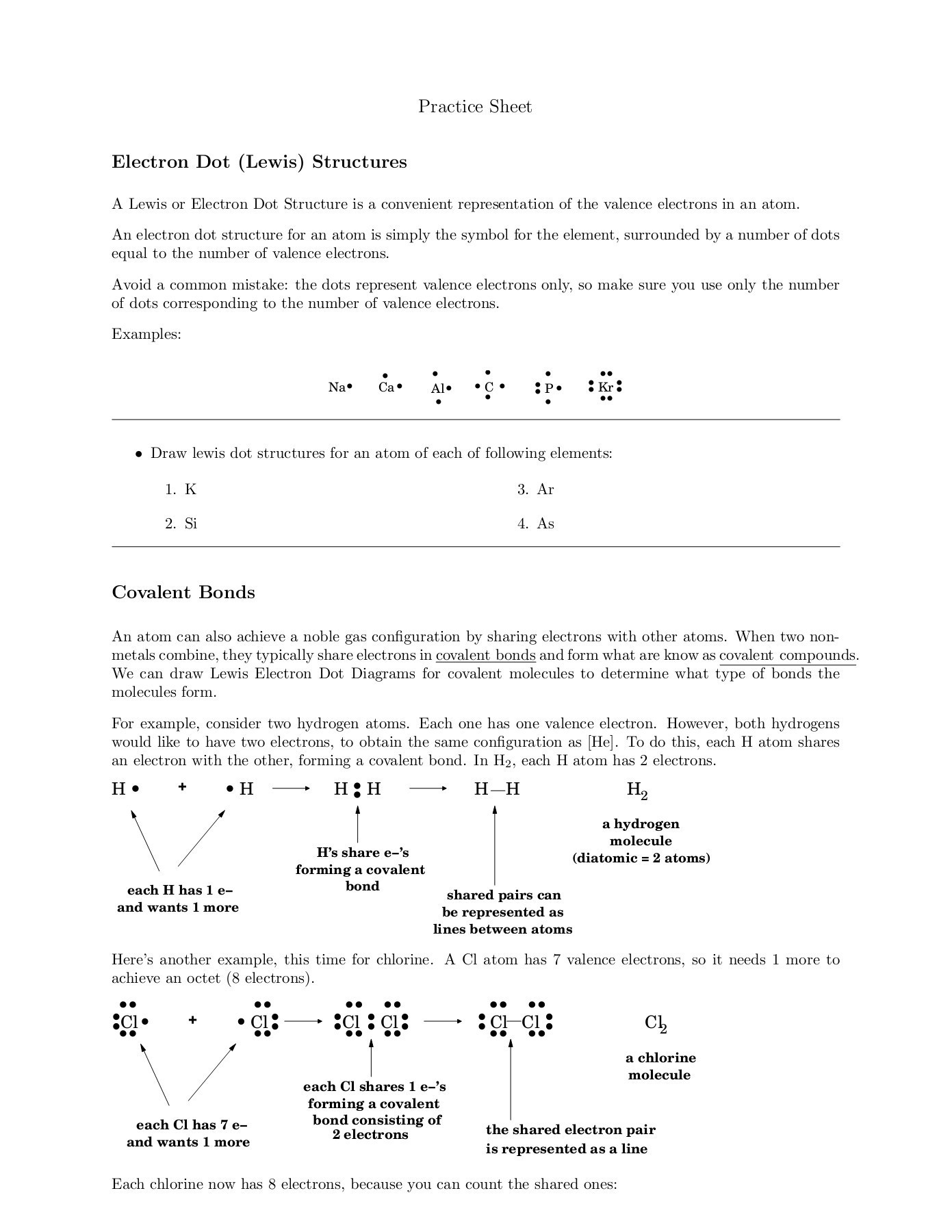 Valence Electrons Worksheet Answers Electron Dot Lewis Structures Pages 1 4 Text Version