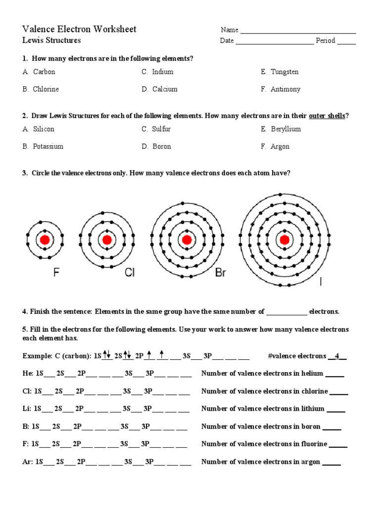 Valence Electrons Worksheet Answers Valence Electrons Worksheet