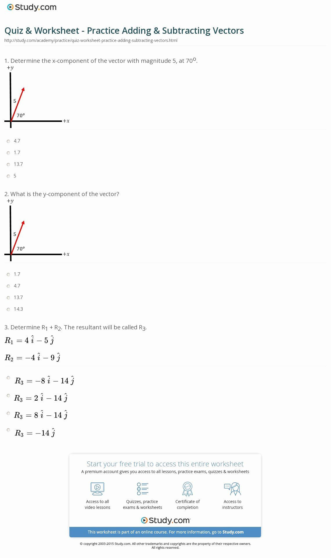 Vectors Worksheet with Answers 50 Vector Addition Worksheet with Answers In 2020