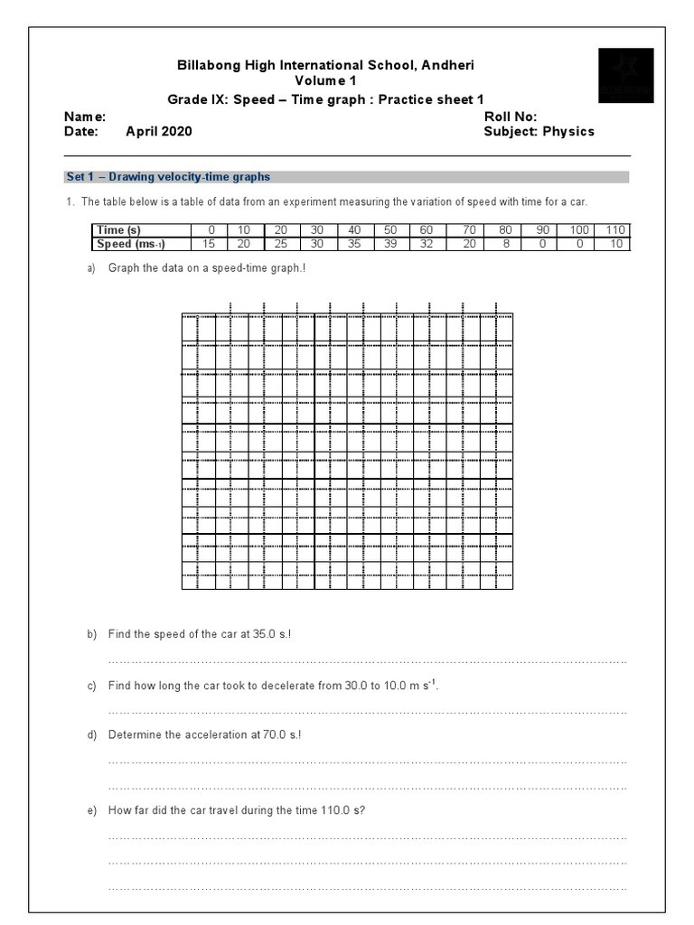 Velocity Time Graph Worksheet 841c Velocity Time Graphs Acceleration Space