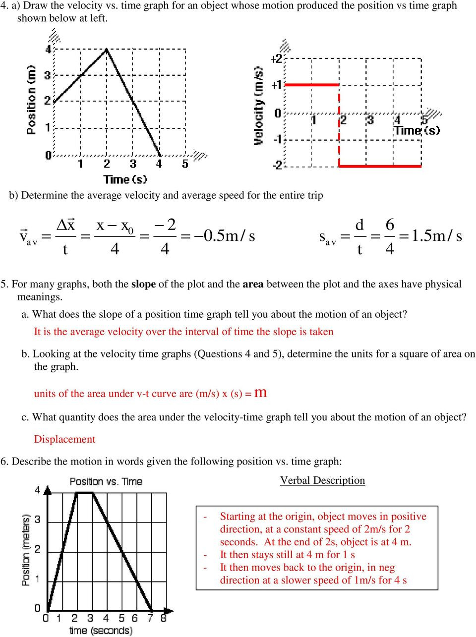 Velocity Time Graph Worksheet Motion Graphs Physics Worksheet Answers Promotiontablecovers