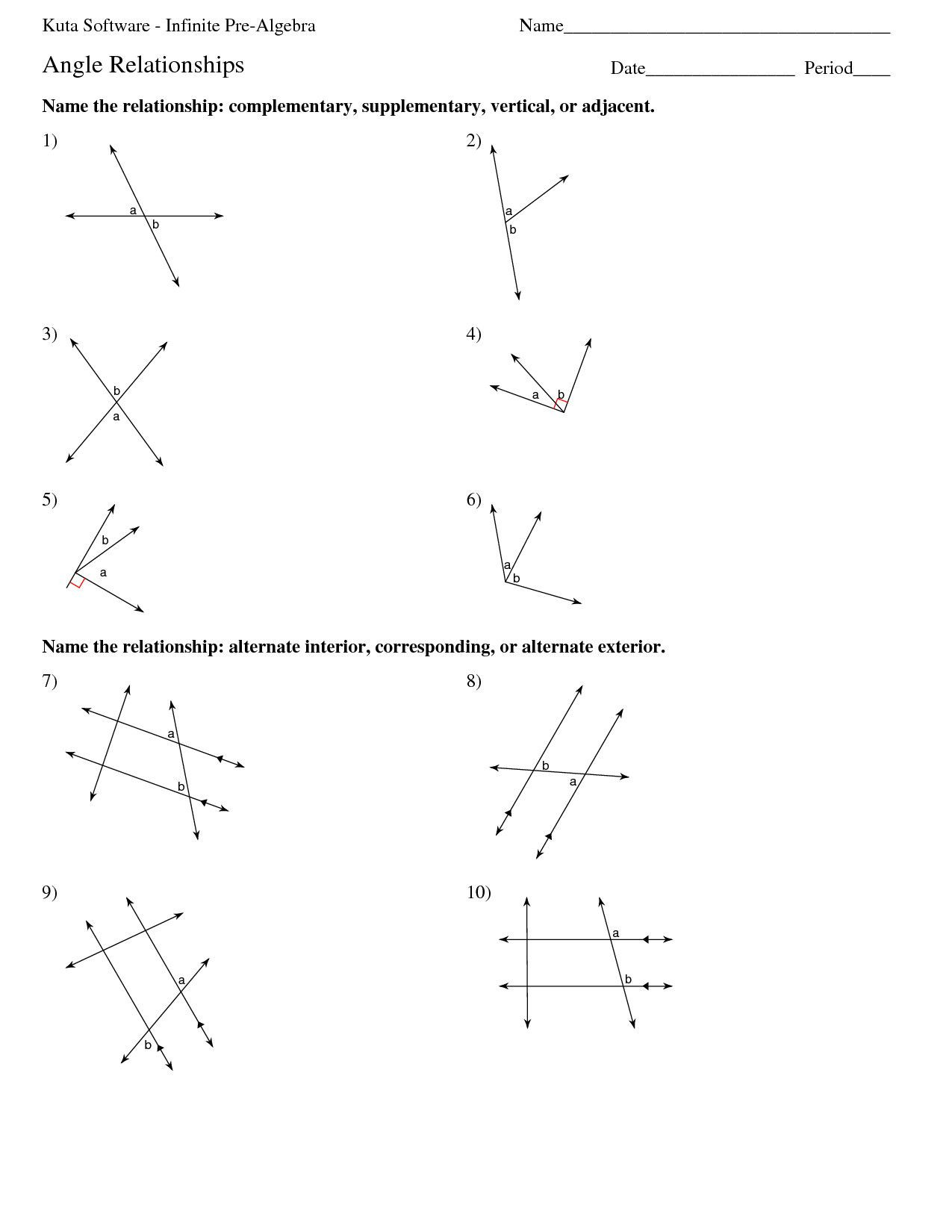 Vertical Angles Worksheet Pdf Pin Math Worksheets Kuta Geometry Free Homework Sheets
