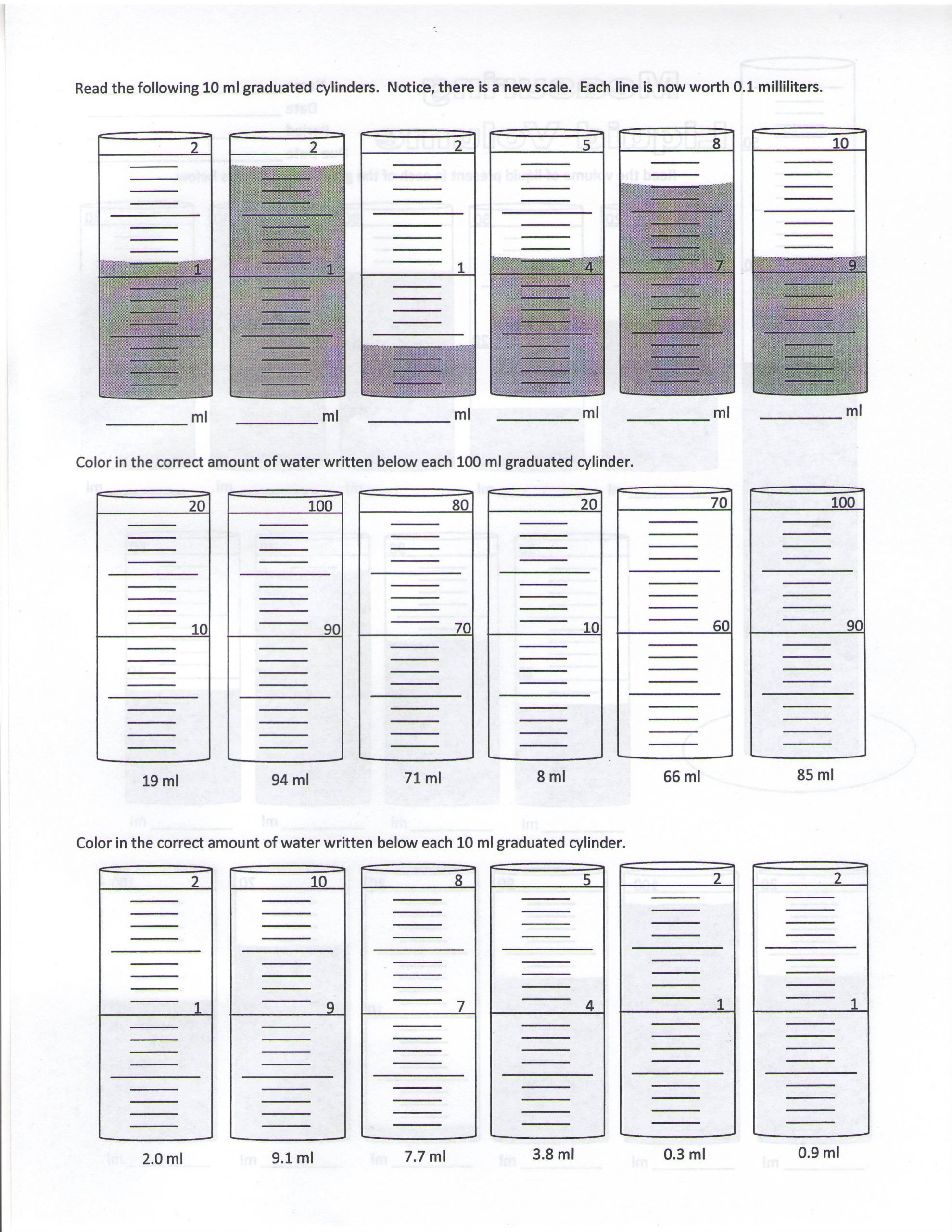 Volume by Water Displacement Worksheet Displacement Graduated Cylinder Worksheet