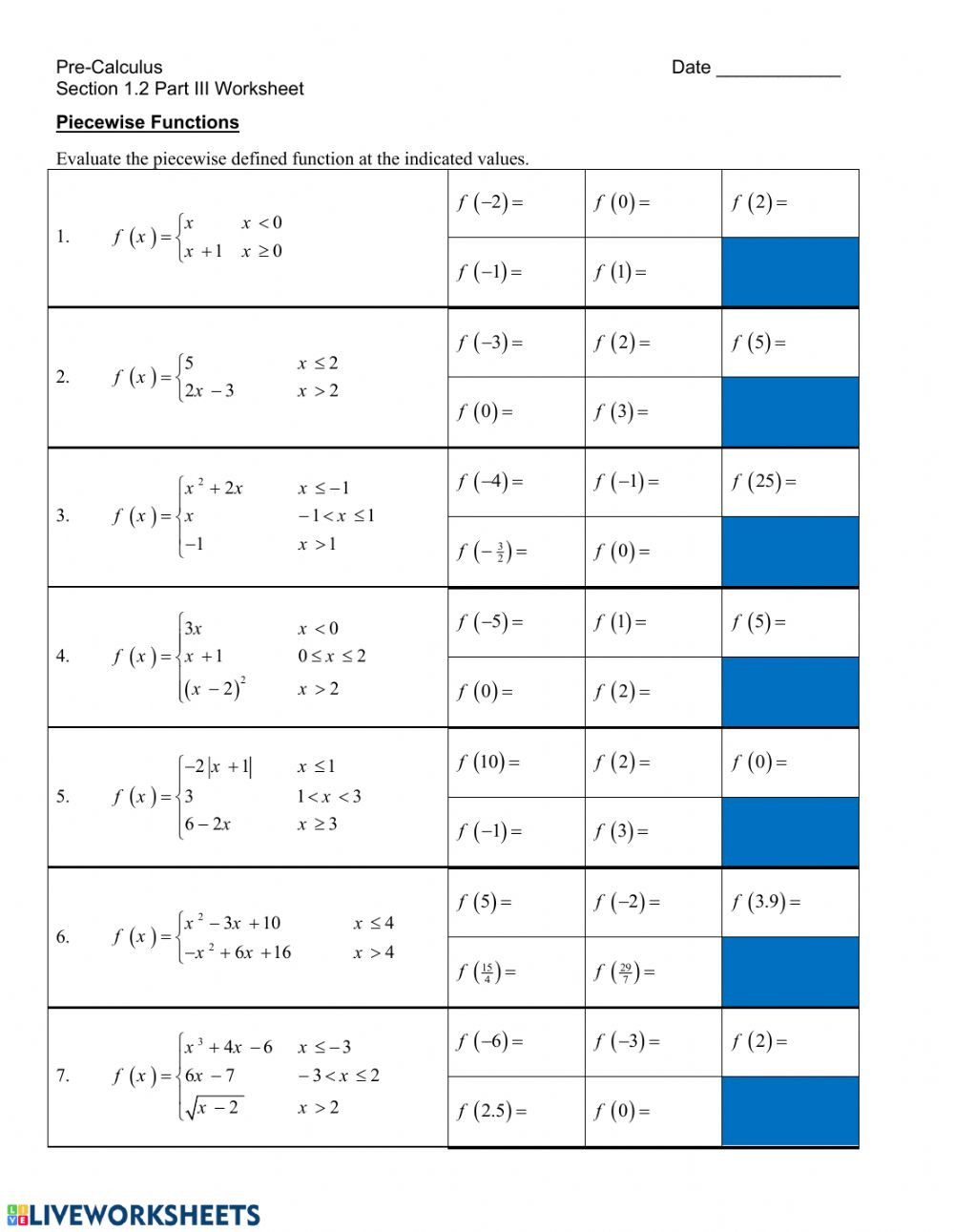 Worksheet Piecewise Functions Answer Key Piecewise Functions Interactive Worksheet