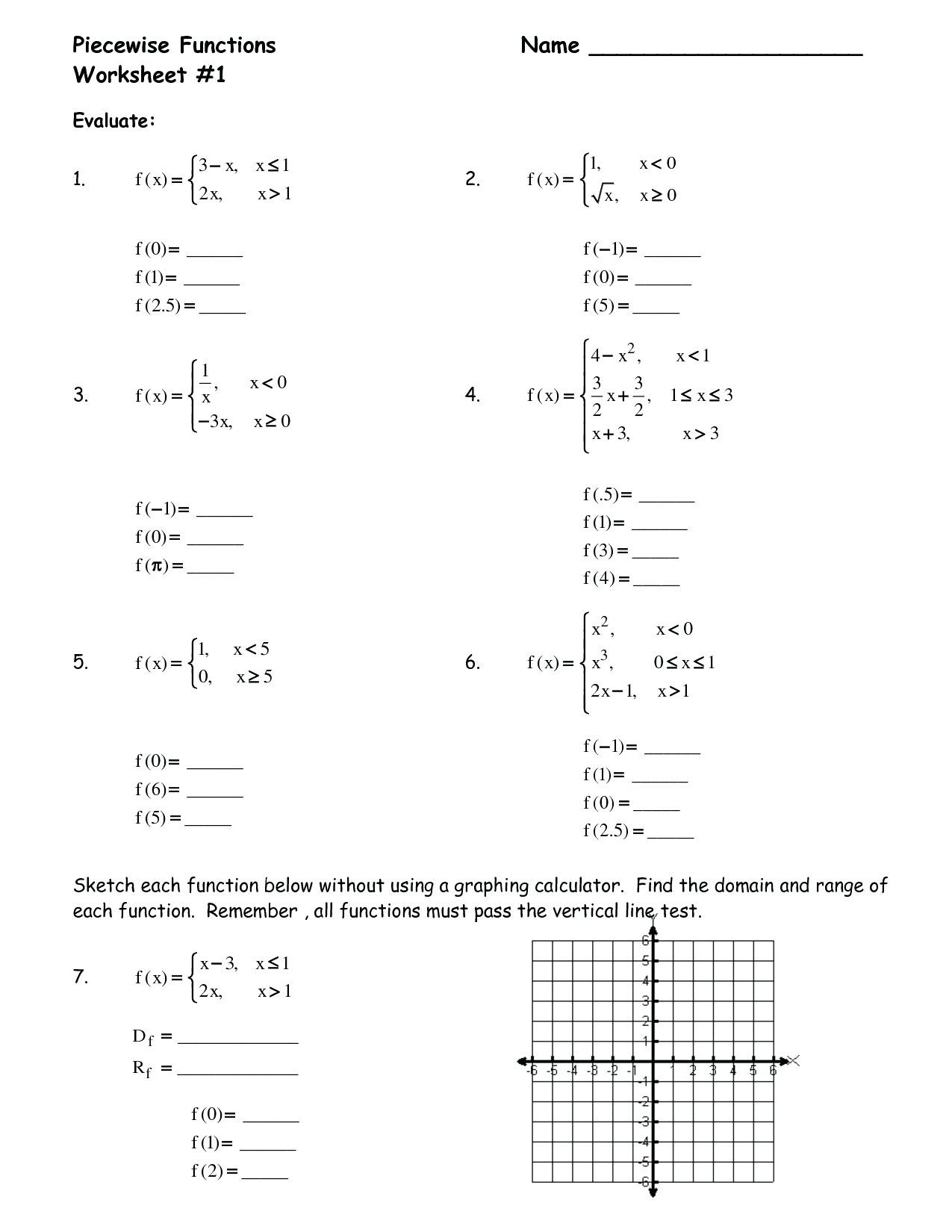 Worksheet Piecewise Functions Answer Key Worksheet Piecewise Functions Answer Key Nidecmege
