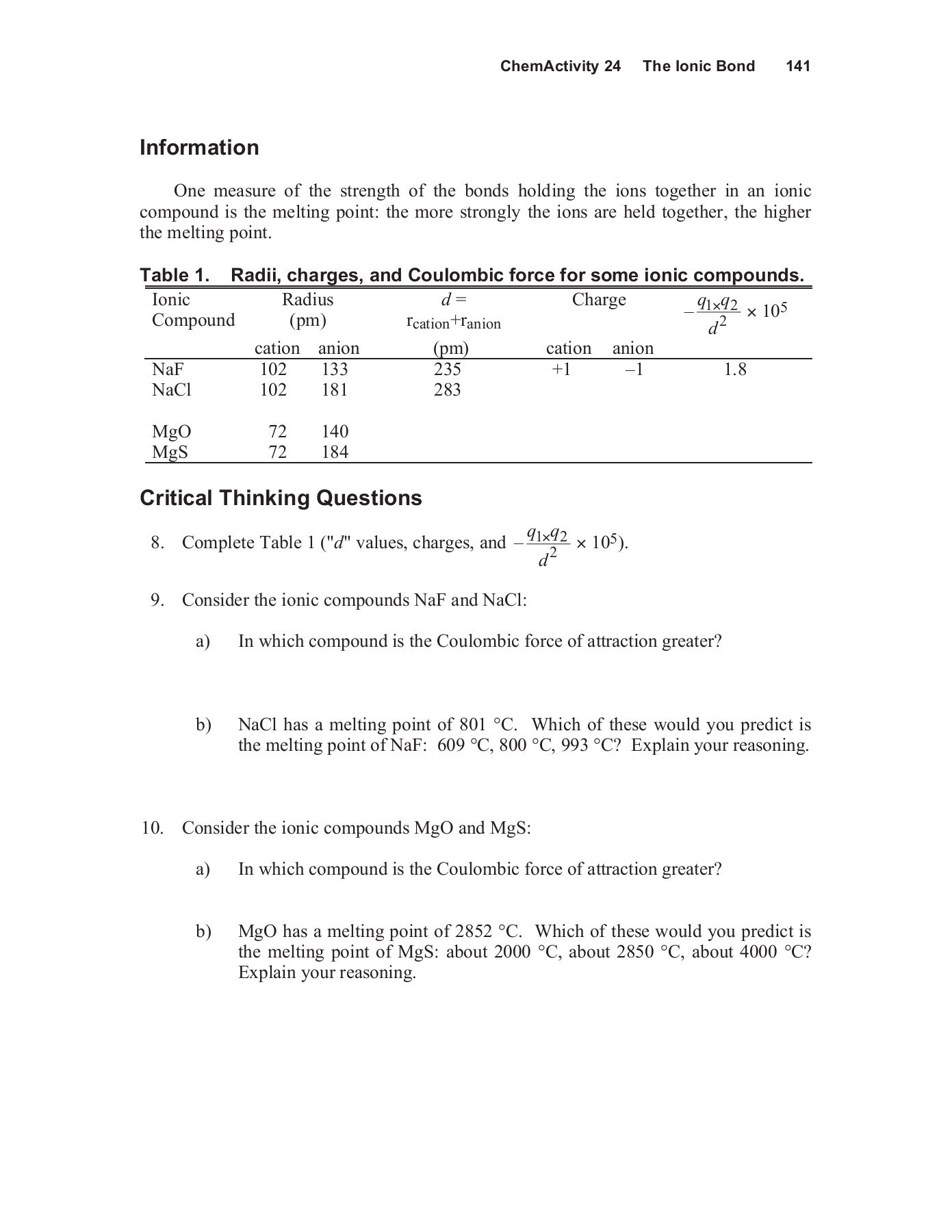 Worksheet Polarity Of Bonds Answers Chemistry A Guided Inquiry Pages 151 200 Text Version