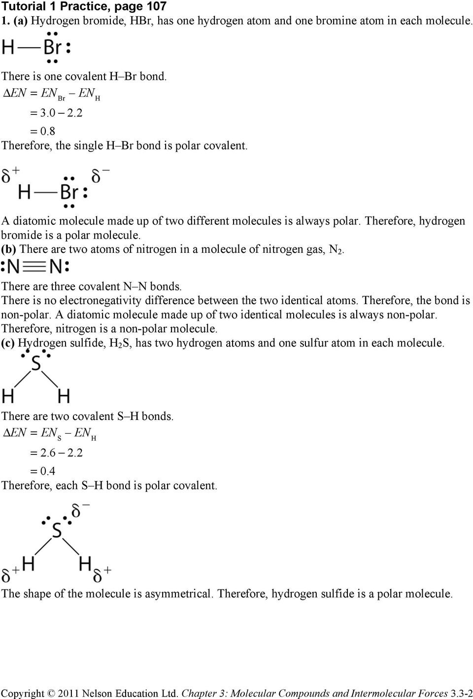 Worksheet Polarity Of Bonds Answers Section 3 3 Polar Bonds and Polar Molecules Pdf Free Download