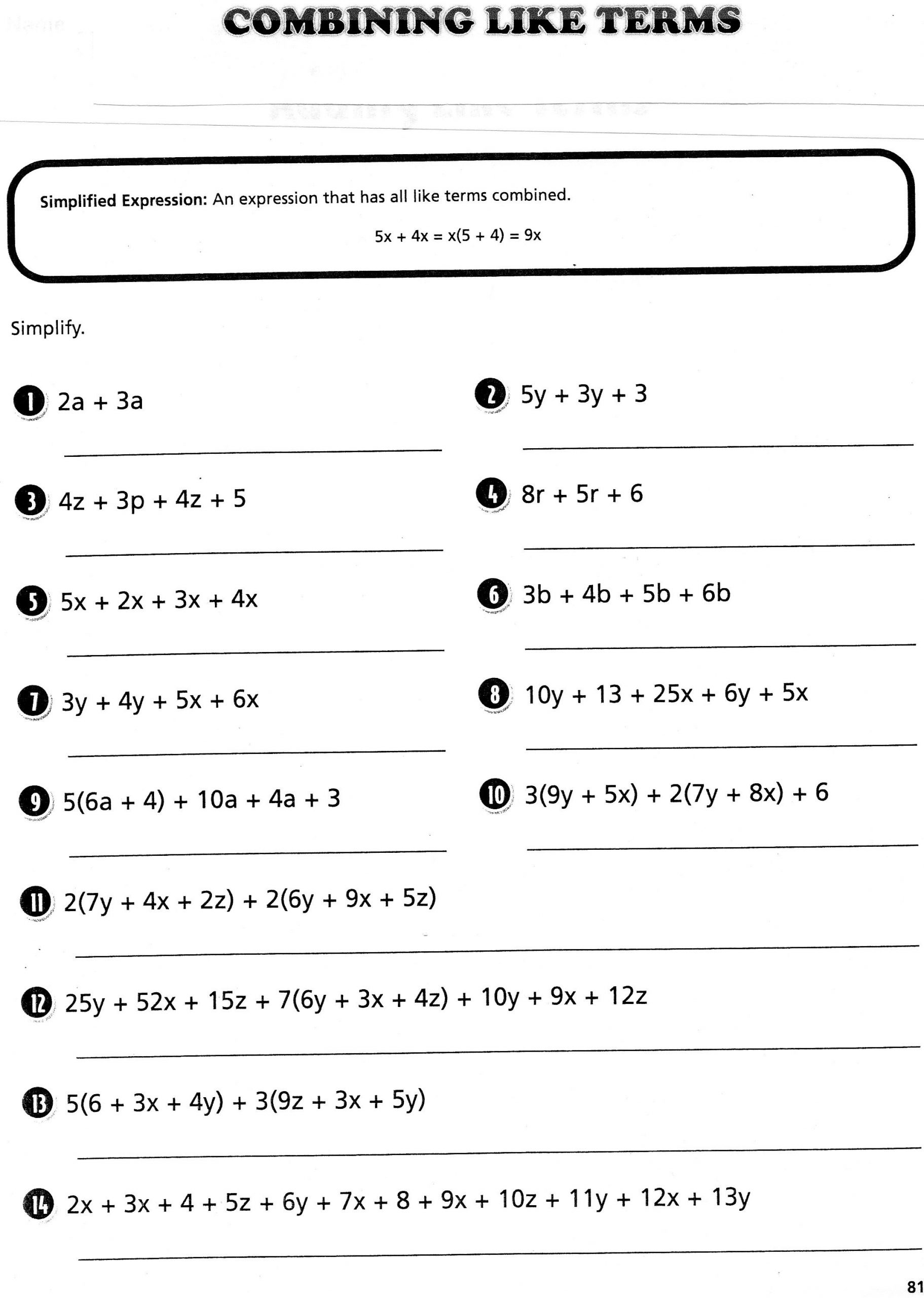 Writing and Evaluating Expressions Worksheet Lovely Variables and Expressions Worksheet