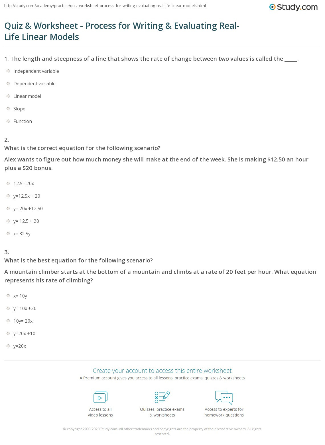 Writing and Evaluating Expressions Worksheet Quiz &amp; Worksheet Process for Writing &amp; Evaluating Real