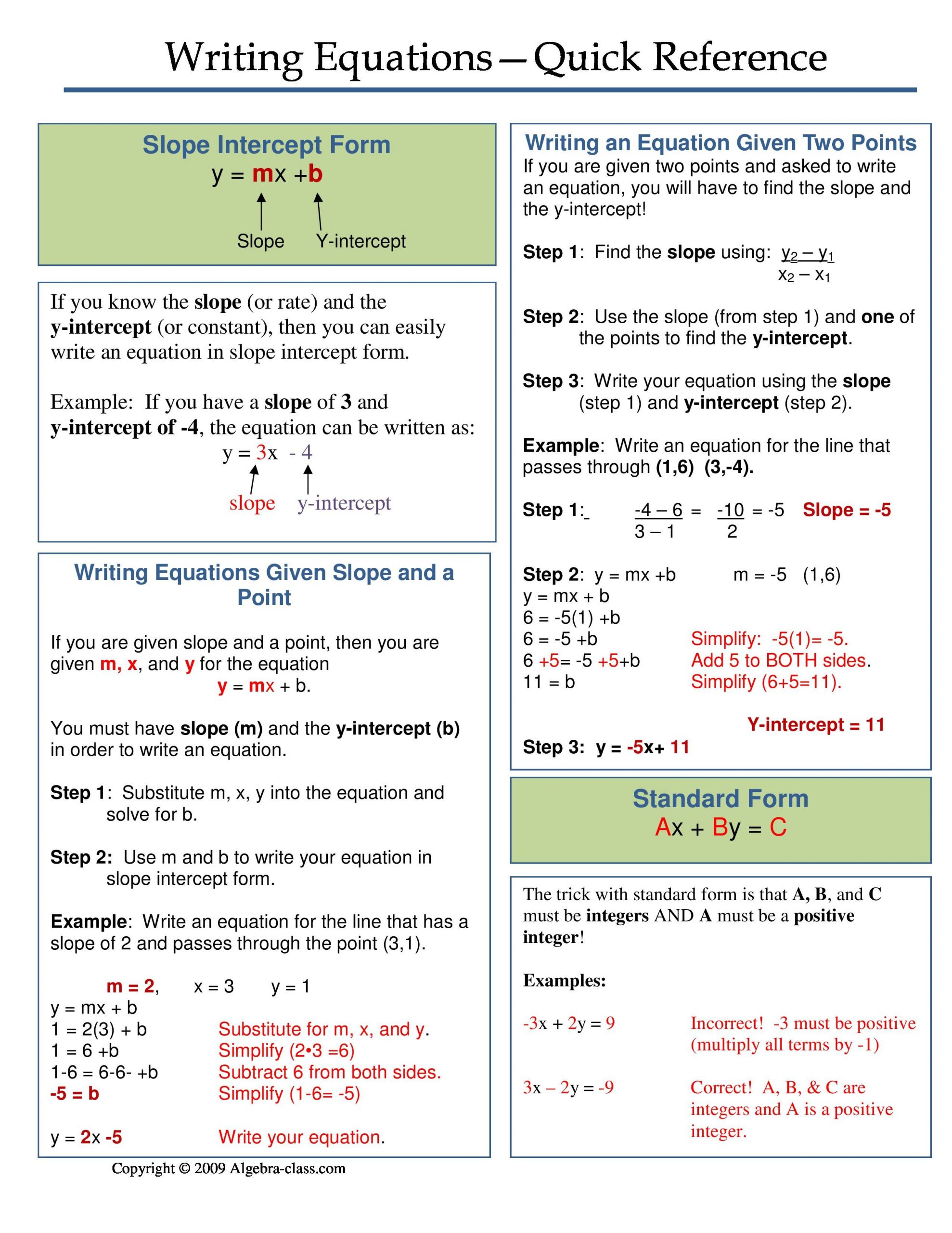 Writing Equations From Tables Worksheet E Page Notes Worksheet for Writing Equations Unit