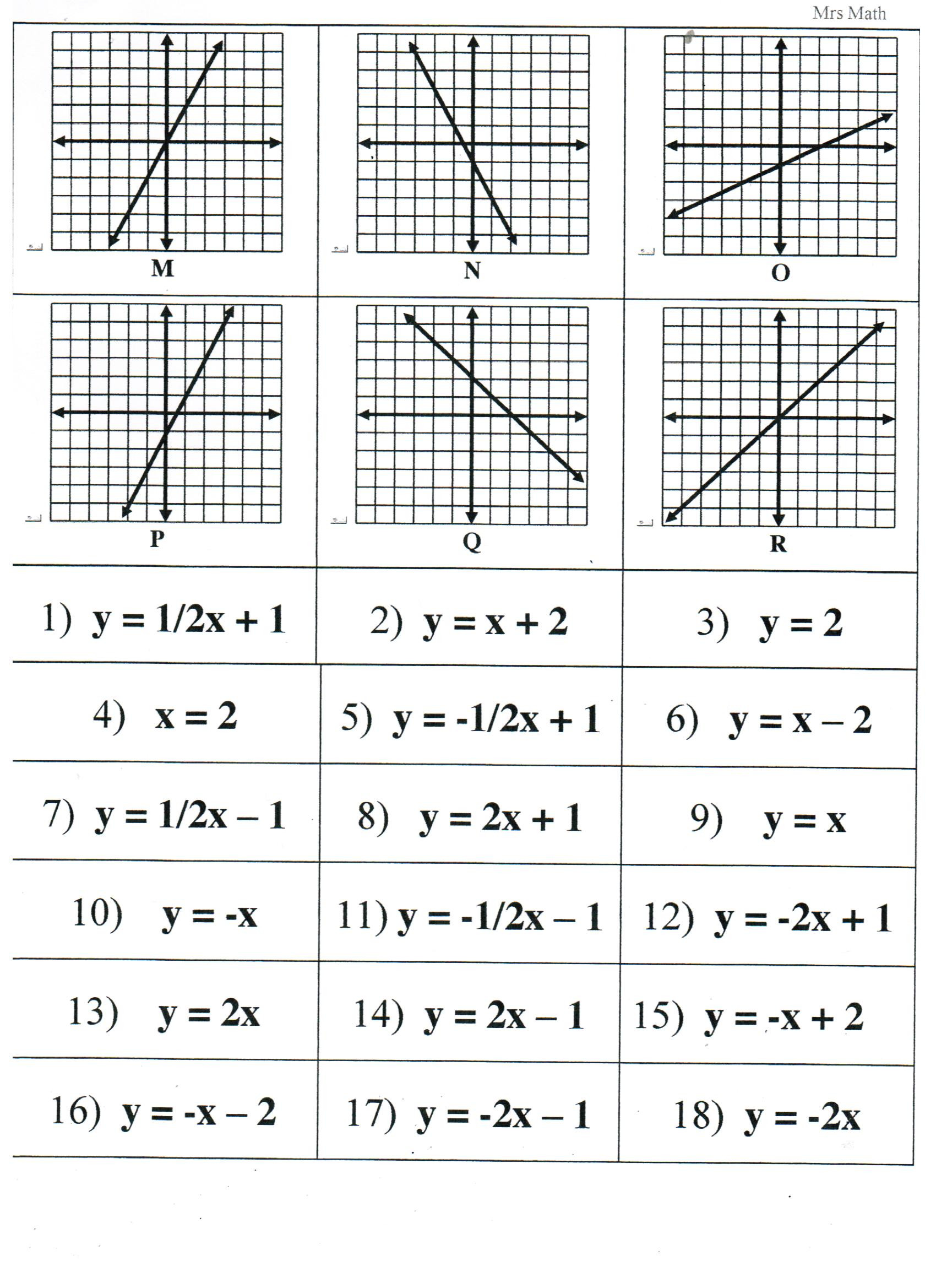 Writing Equations From Tables Worksheet Matching Equations Tables and Graphs Key Tessshebaylo