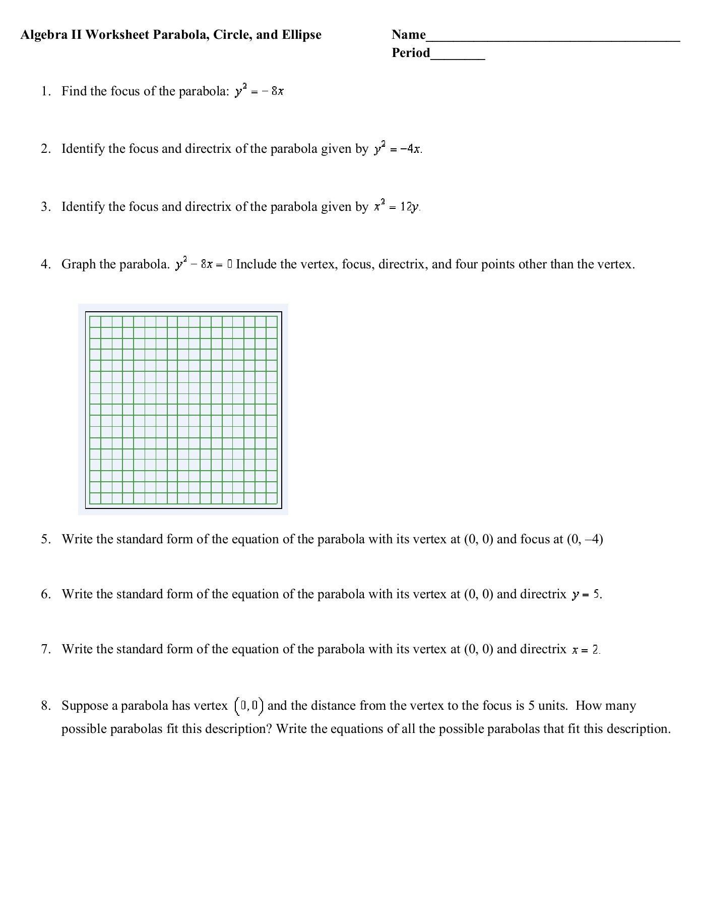 Writing Equations From Tables Worksheet Standard form Equation A Circle Worksheet