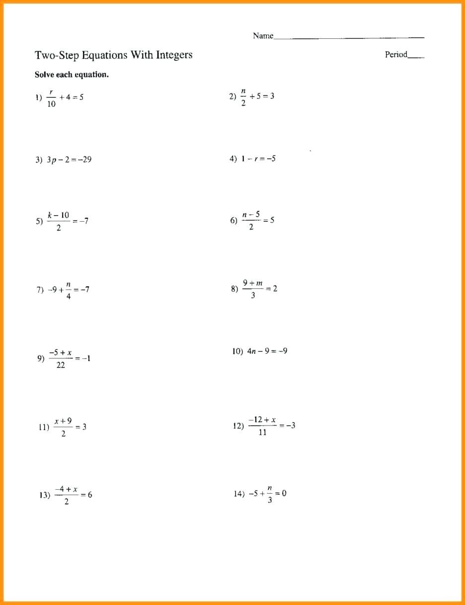 Writing Two Step Equations Worksheet solving Multi Step Equations Word Problems Worksheet
