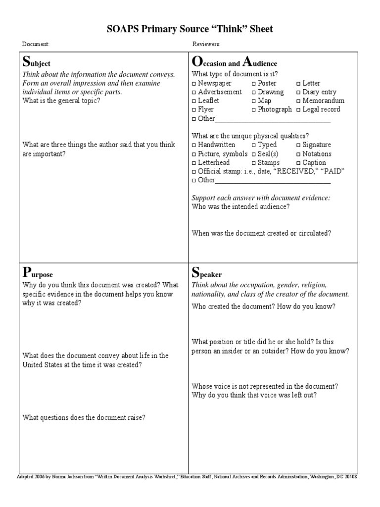 Written Document Analysis Worksheet Answers soapps