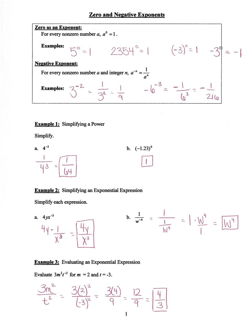 Zero and Negative Exponents Worksheet R 2 3l 3 Zero and Negative Exponents Zero as An Exponent