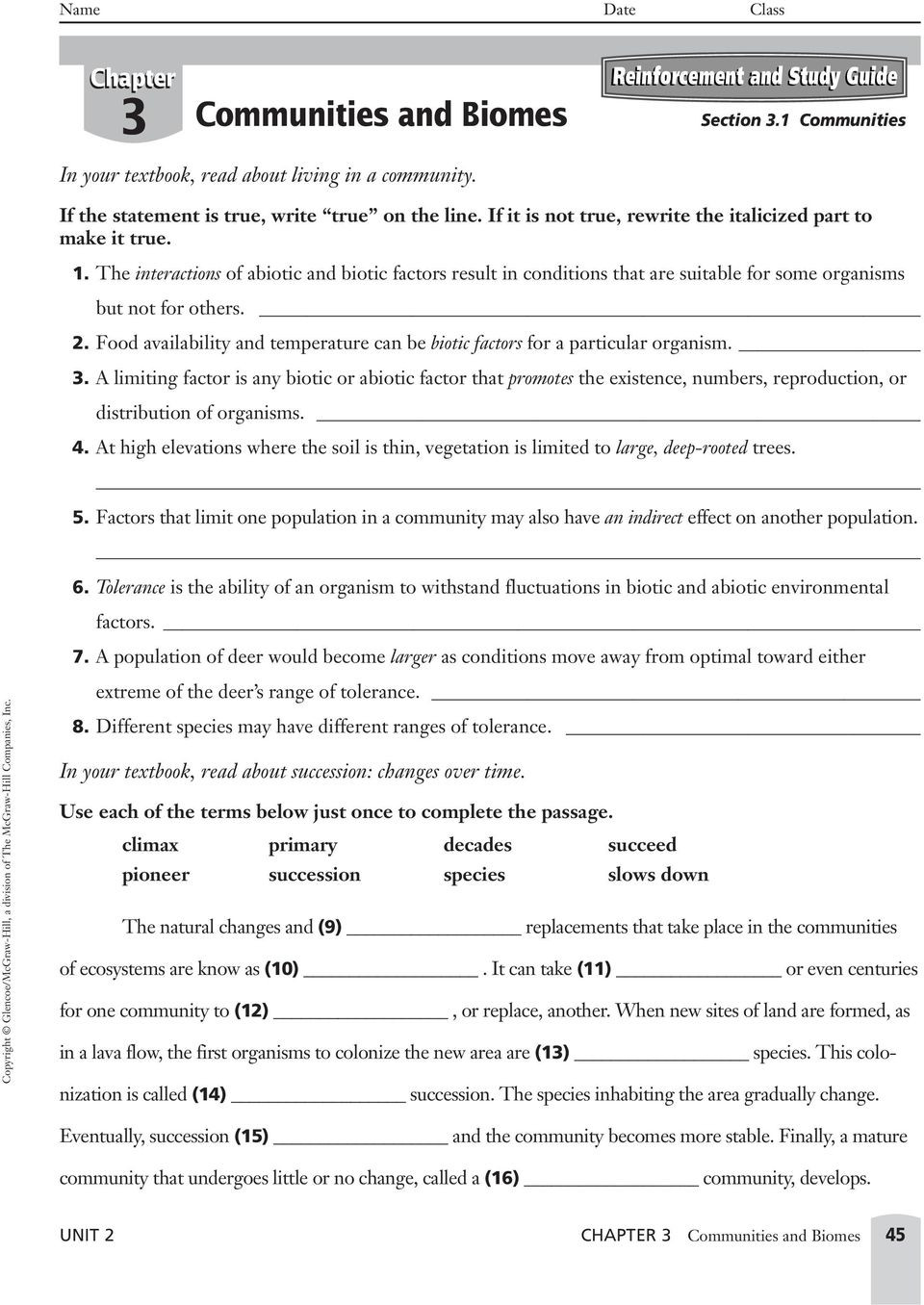 4 4 Biomes Worksheet Answers Unit 2 Resources Ecology Pdf Free Download
