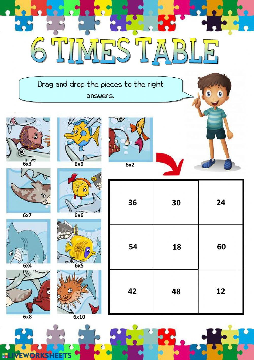 6 Times Table Worksheet 6 Times Table Interactive Worksheet
