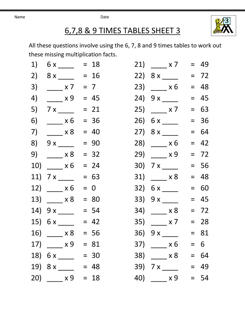6 Times Table Worksheet Free Times Tables Worksheets 1st Grade Free